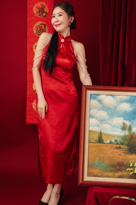 Seraphine Pearl-Embellished Cheongsam Dress
