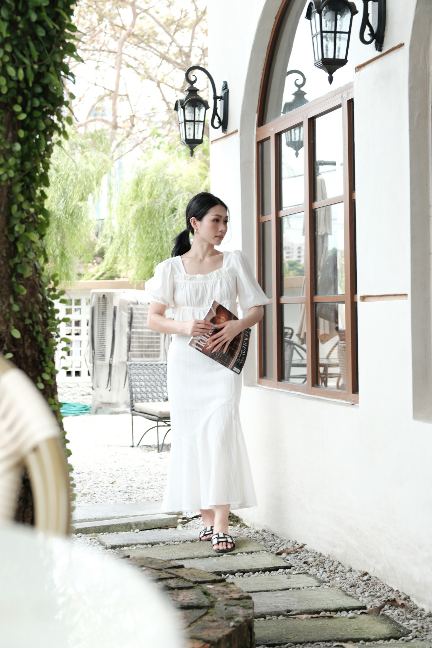 Camille Puff Sleeve Twinset in White