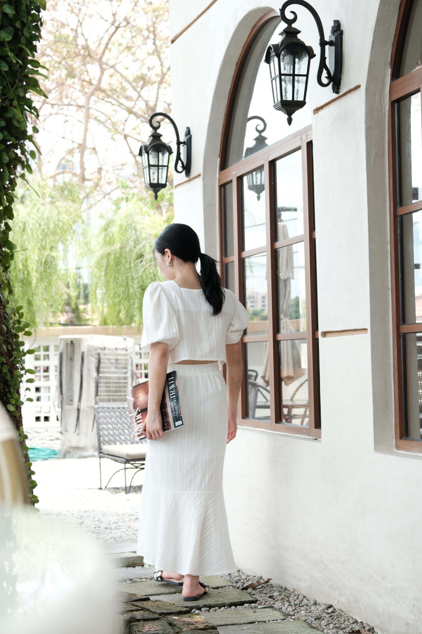 Camille Puff Sleeve Twinset in White