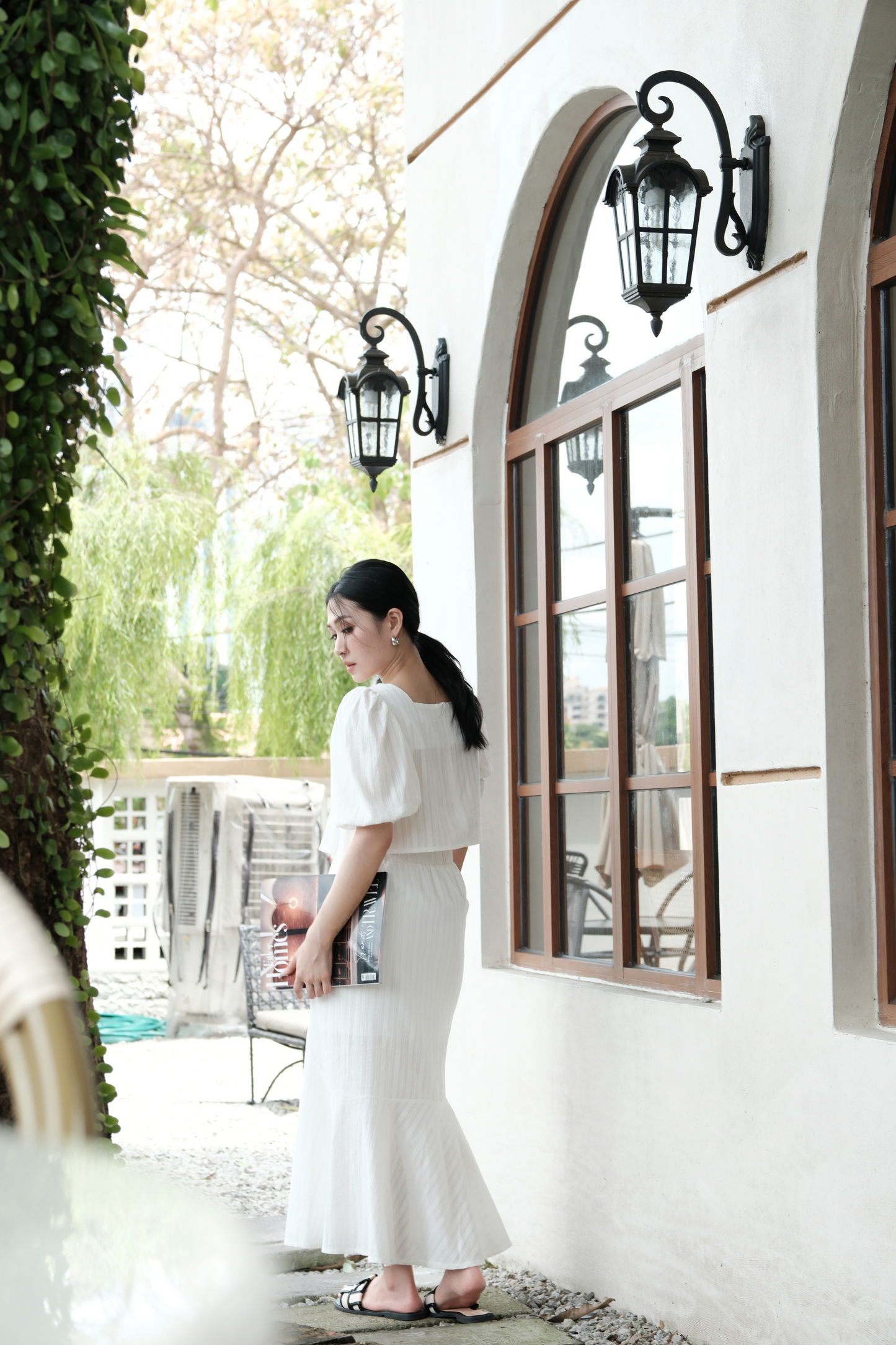 Camille Puff Sleeve Twinset in White
