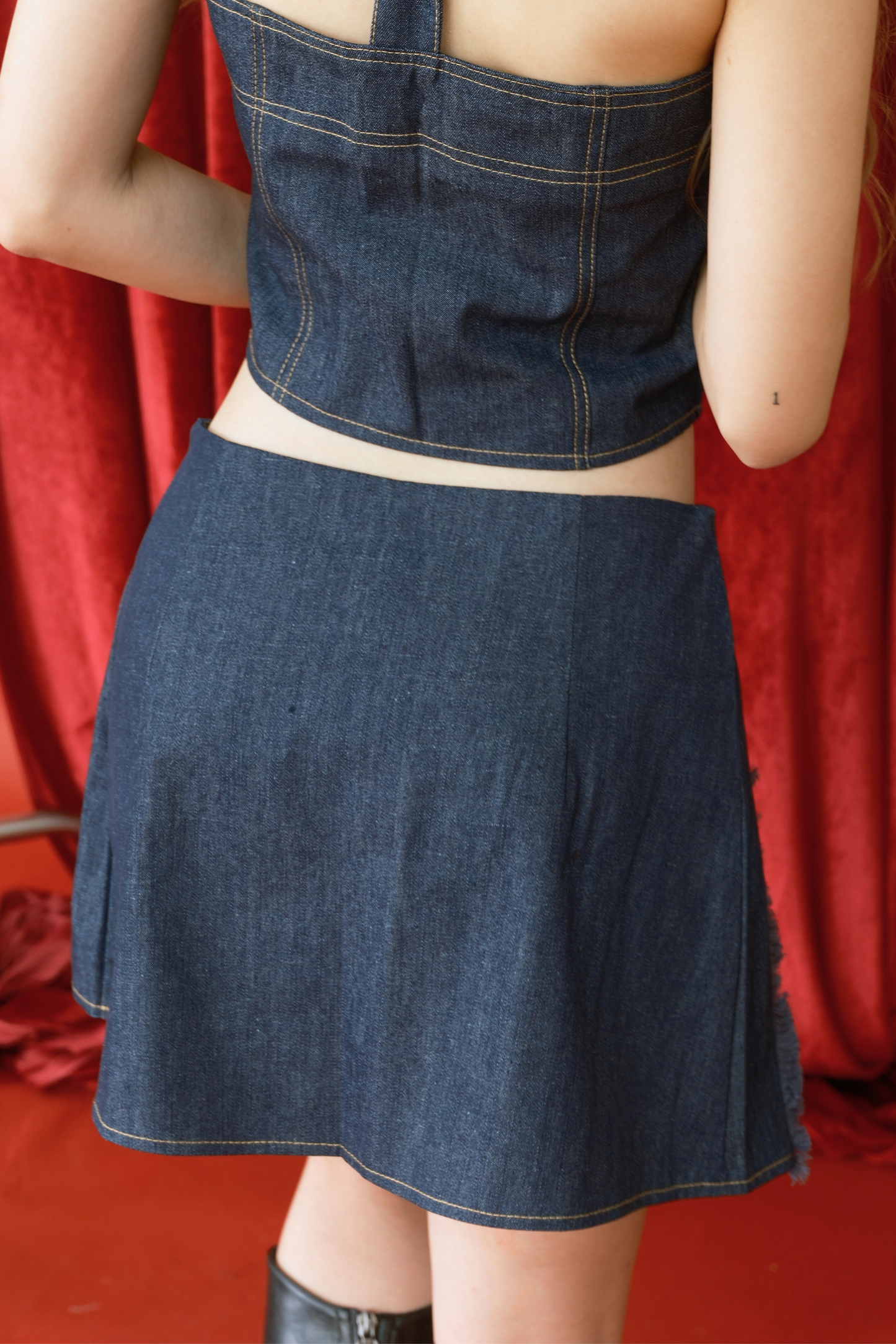 Midnight Denim Muse Pleated Two-Piece Set