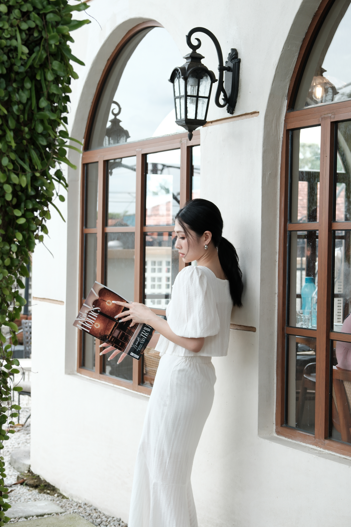 Camille Puff Sleeve Twinset in White