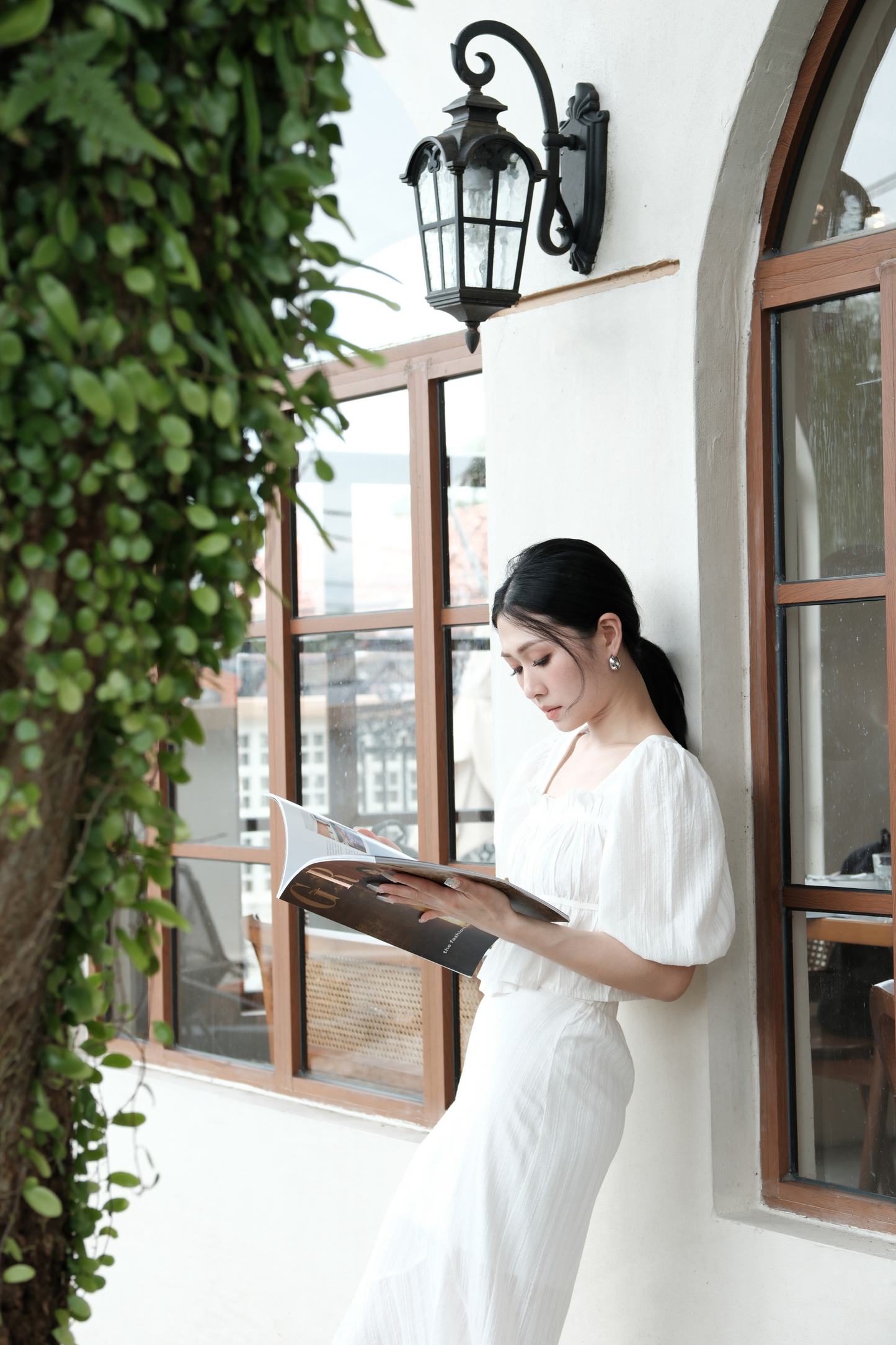 Camille Puff Sleeve Twinset in White