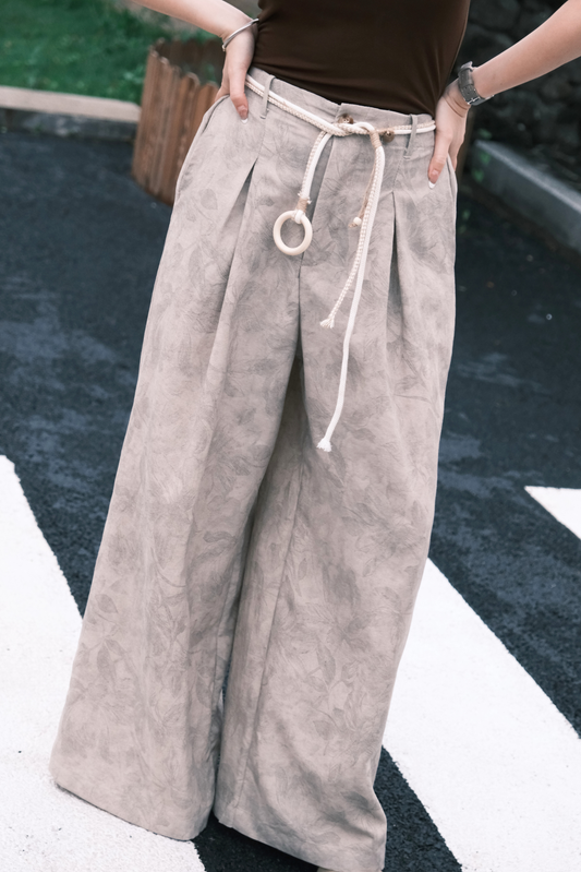 Sahara Marble Wide-Leg Pants in Cream