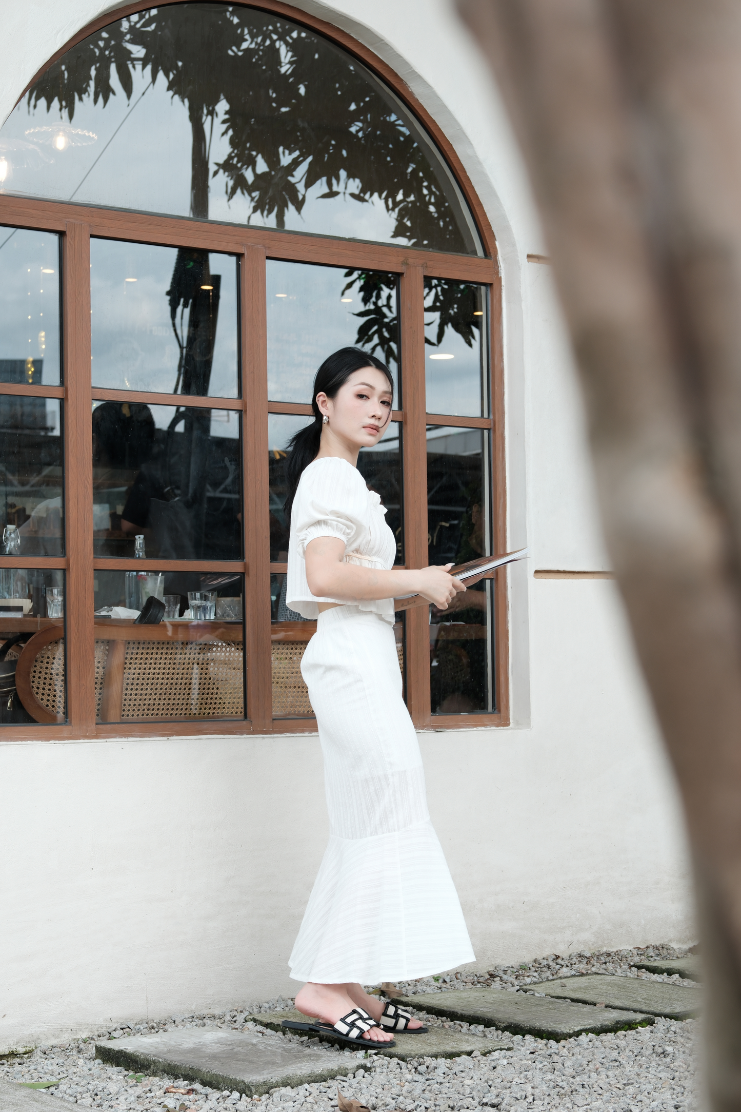 Camille Puff Sleeve Twinset in White