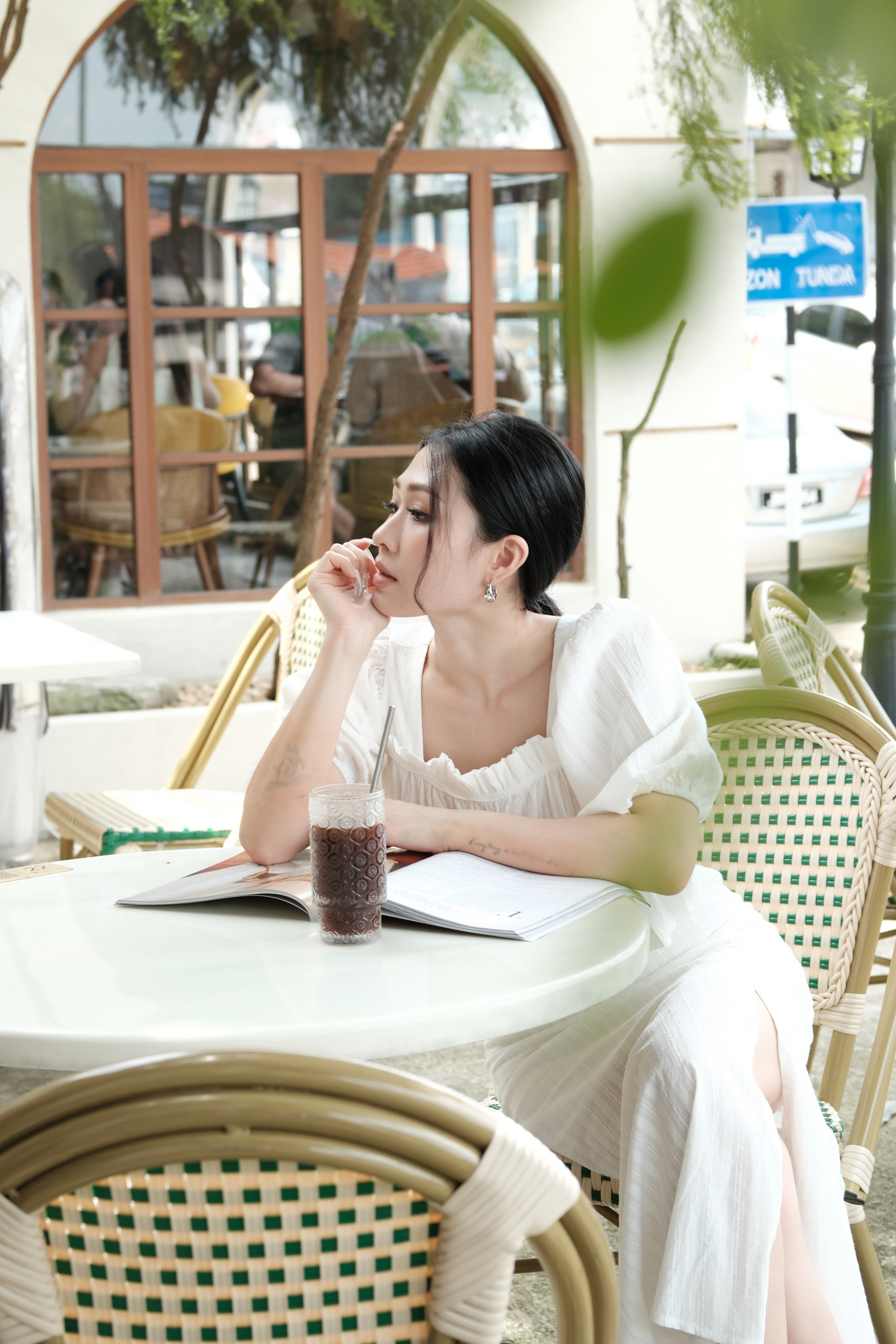 Camille Puff Sleeve Twinset in White