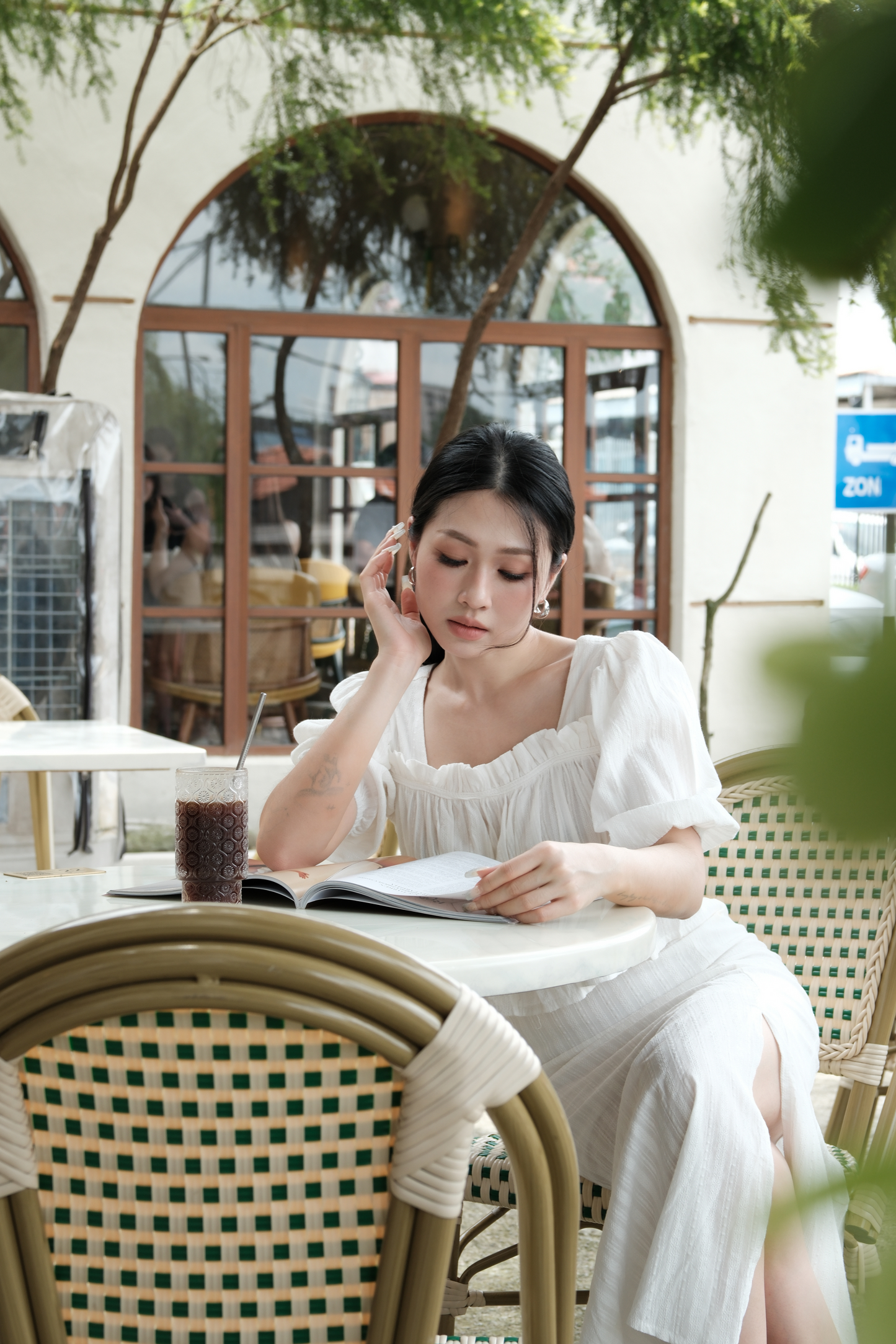Camille Puff Sleeve Twinset in White