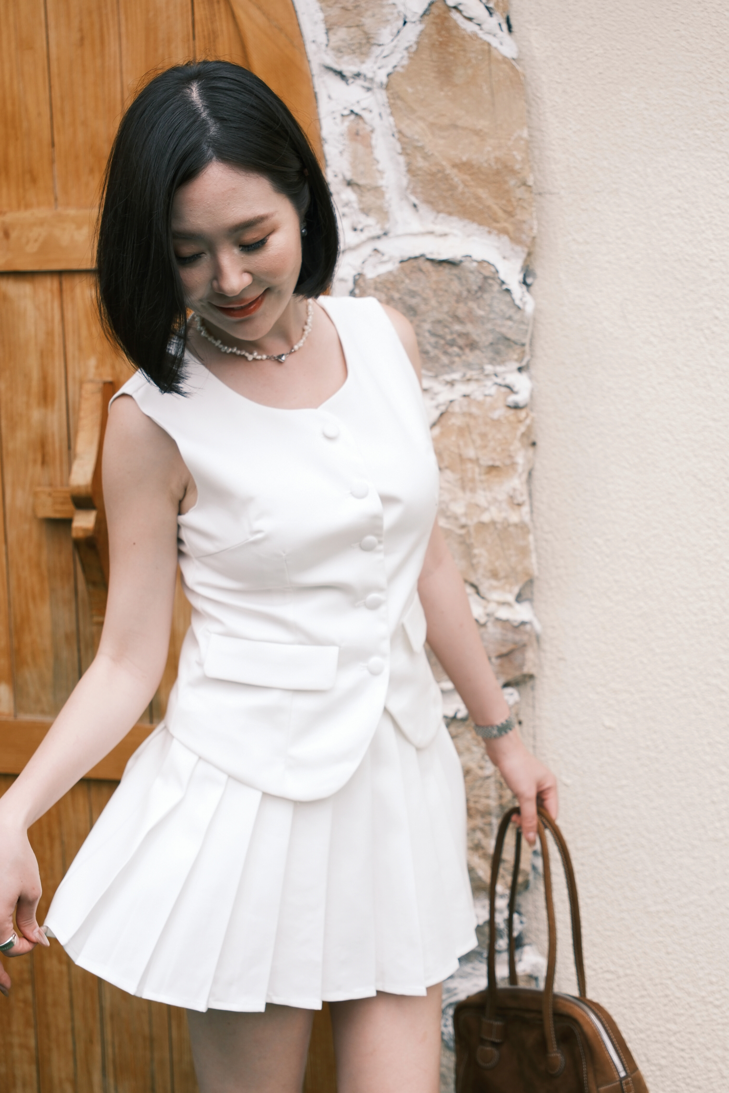 Arielle Sculpted Pleats Twinset in White