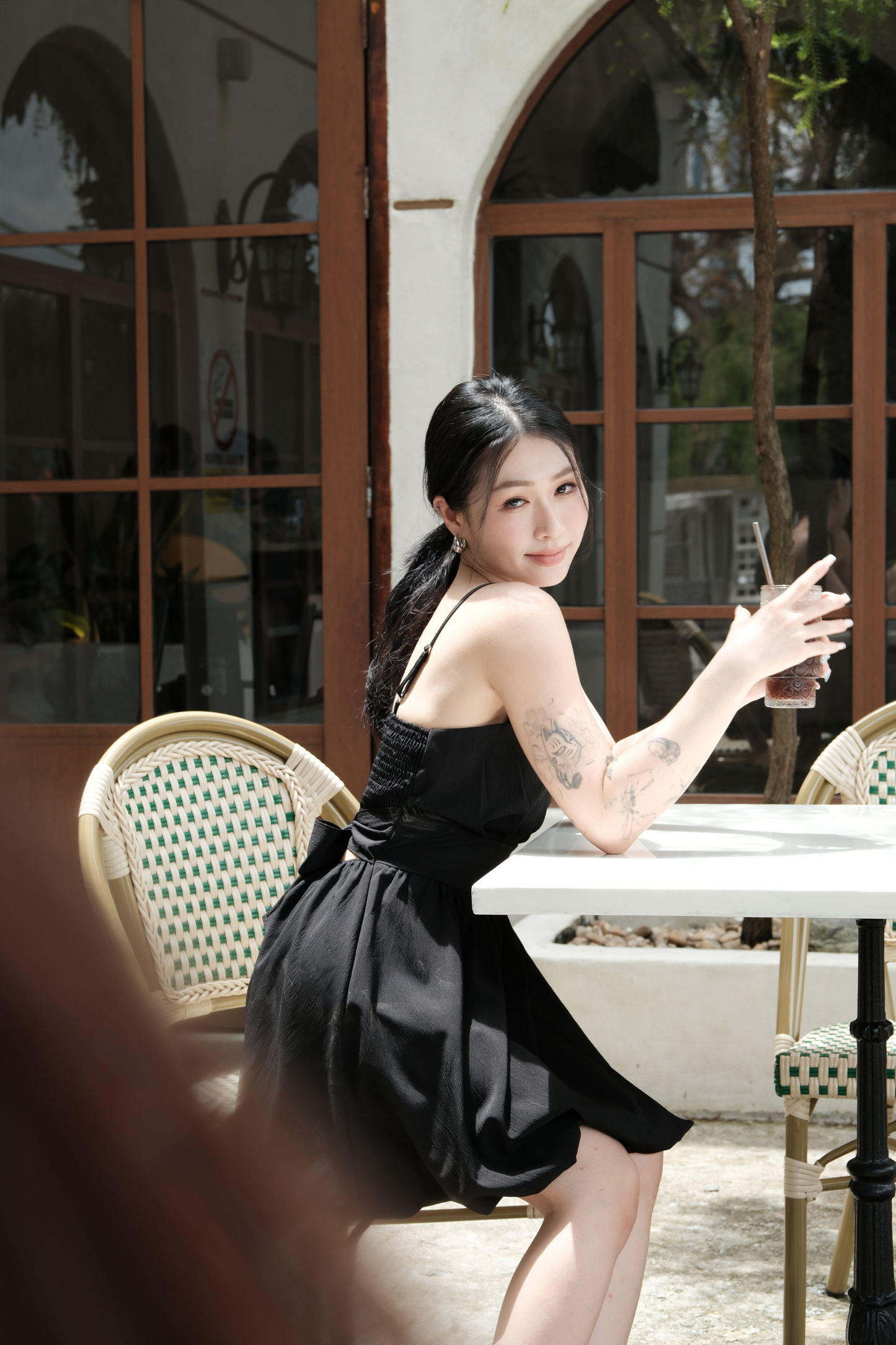 Élise Ribbon-Back Mini Dress in Black