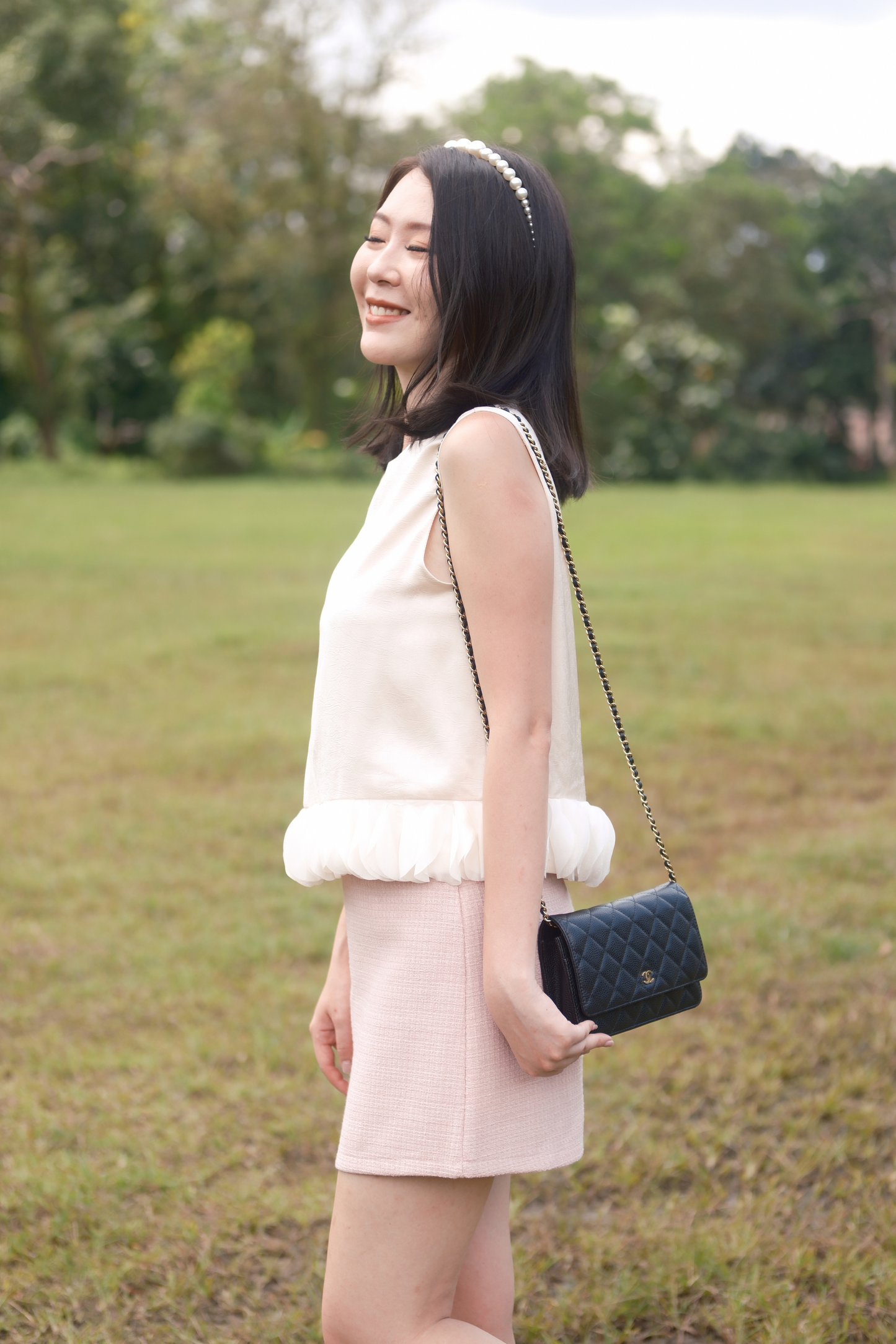 Léa Ruffle Hem Top in Beige