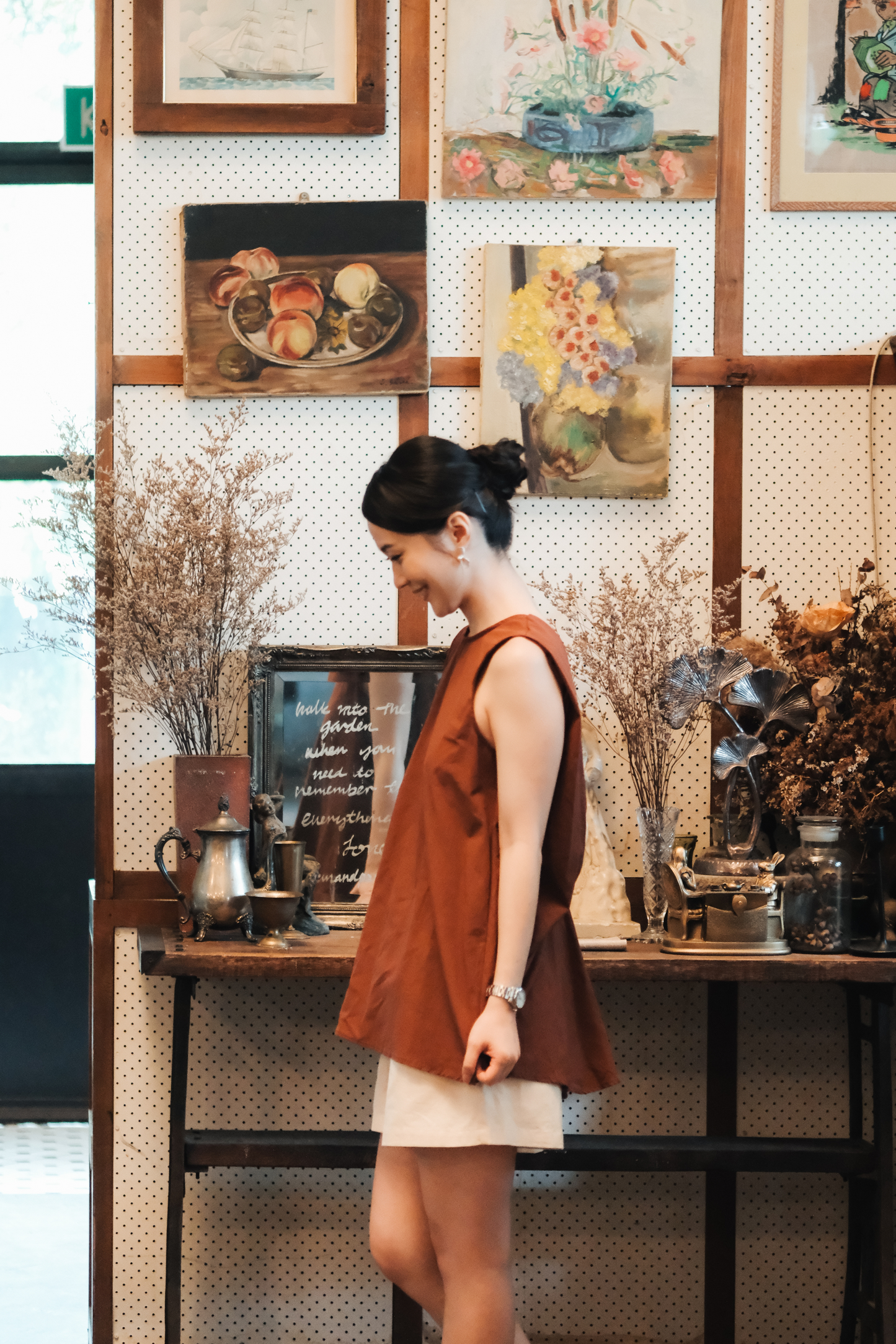 Inès Draped Back Knot Top in Coffee