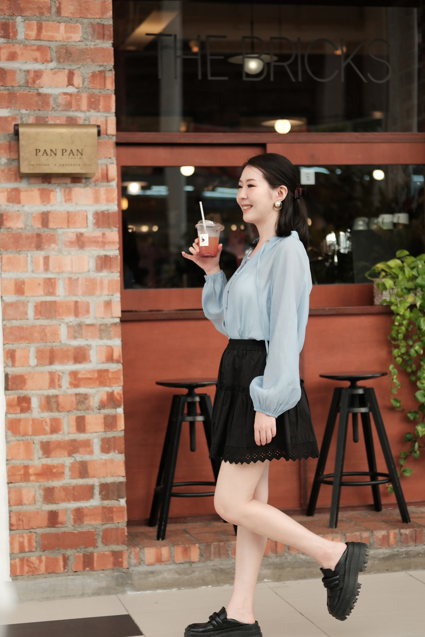 Clémence Soft Gather Blouse in Blue