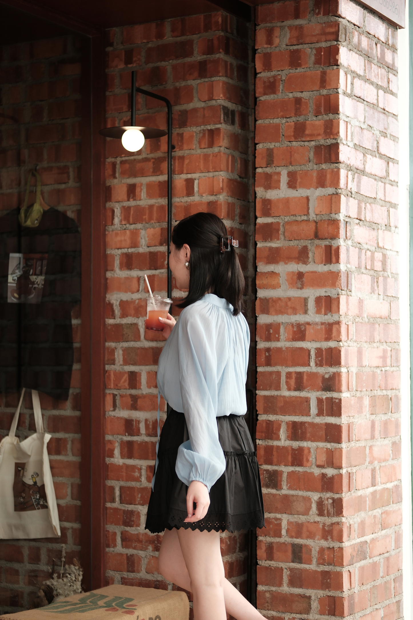Clémence Soft Gather Blouse in Blue