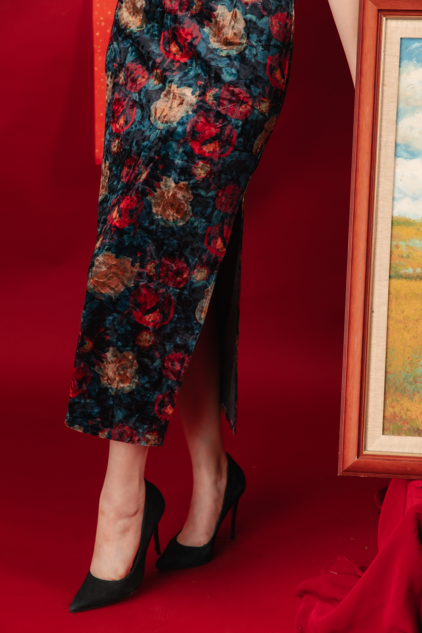 Celeste Velvet Rose Cheongsam Dress