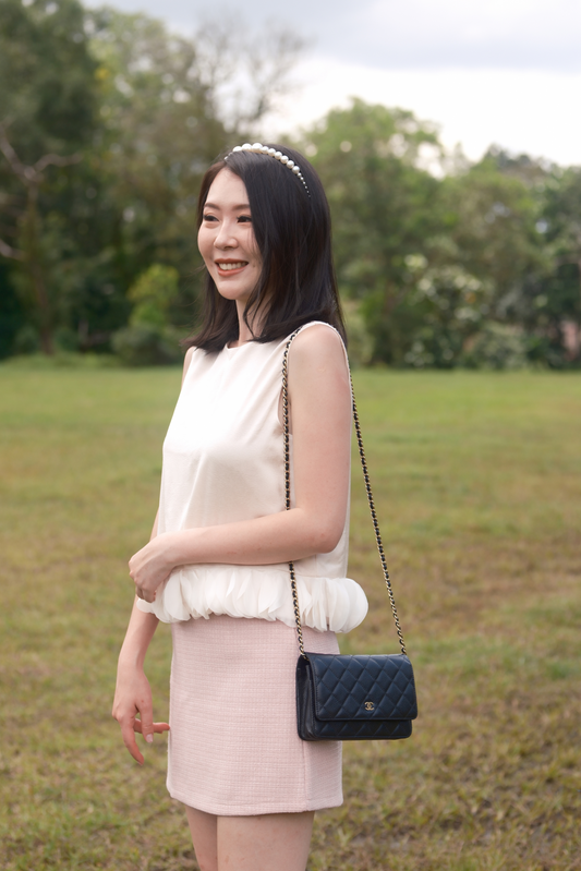 Léa Ruffle Hem Top in Beige