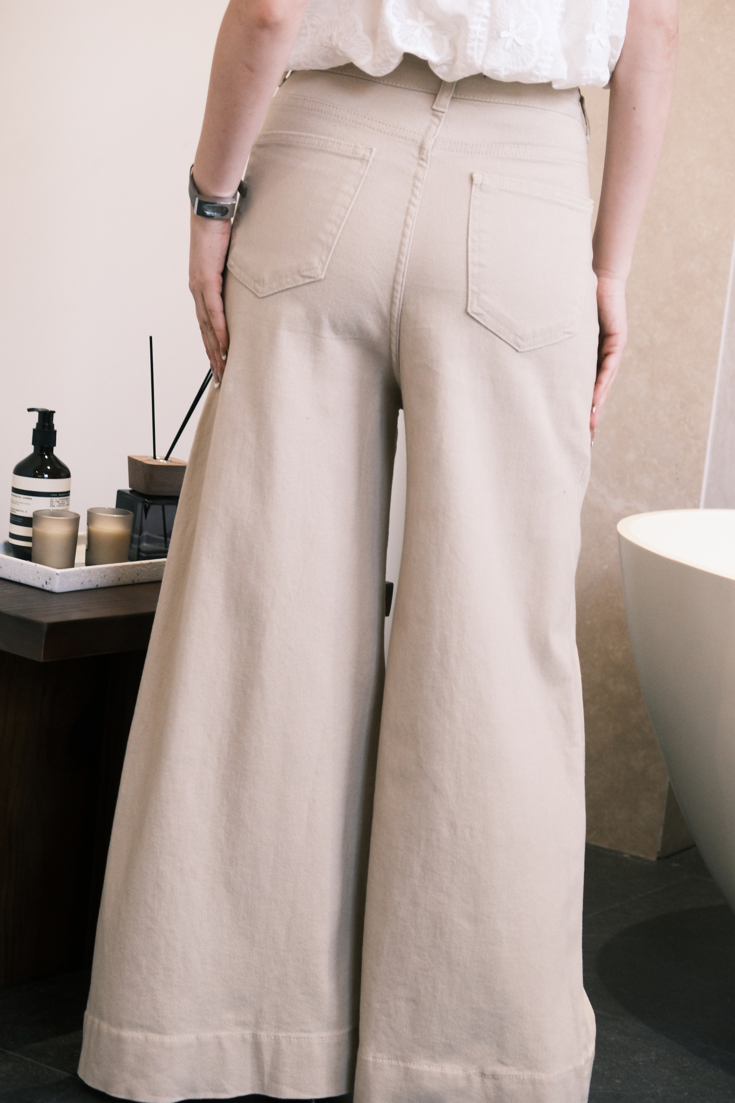 Camille Tailored Wide Leg Pants in Khaki