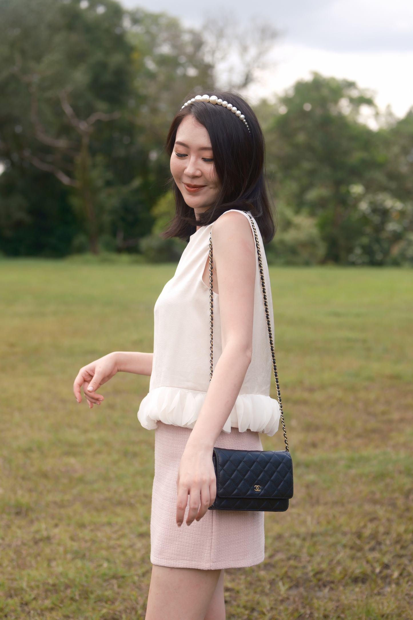 Léa Ruffle Hem Top in Beige
