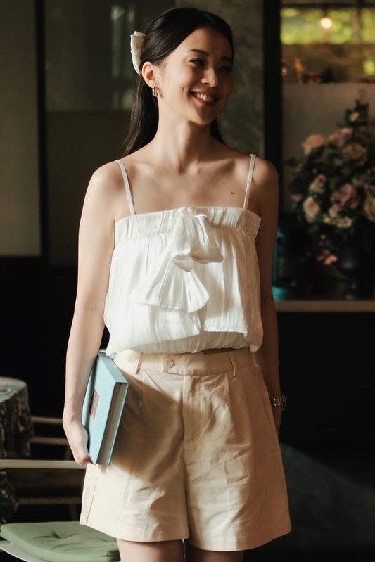 Aria Bow-Front Cami Top in White