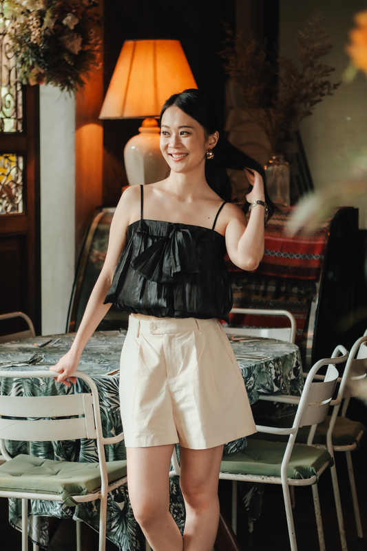 Aria Bow-Front Cami Top in Black