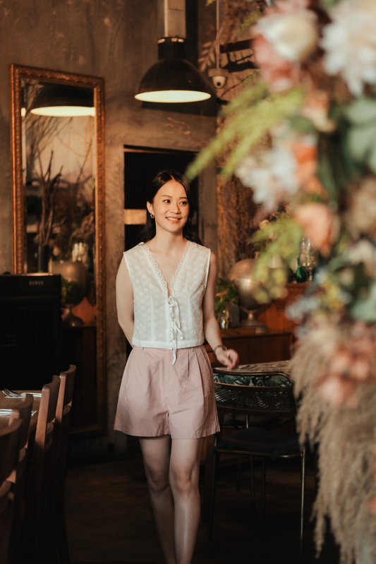 Celeste Lace Tie-Front Top in White