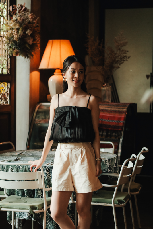 Aria Bow-Front Cami Top in Black