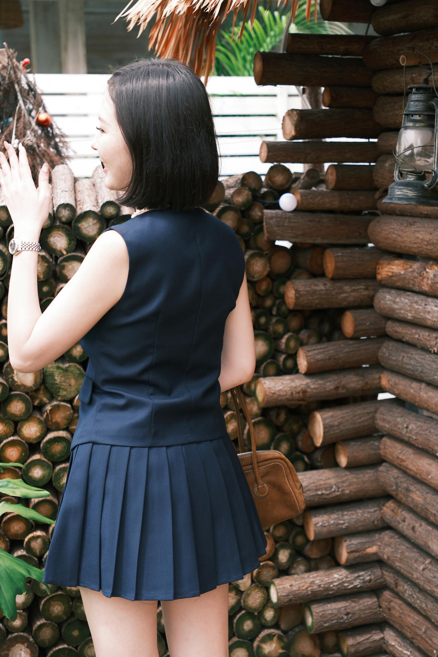 Arielle Sculpted Pleats Twinset in Dark Blue