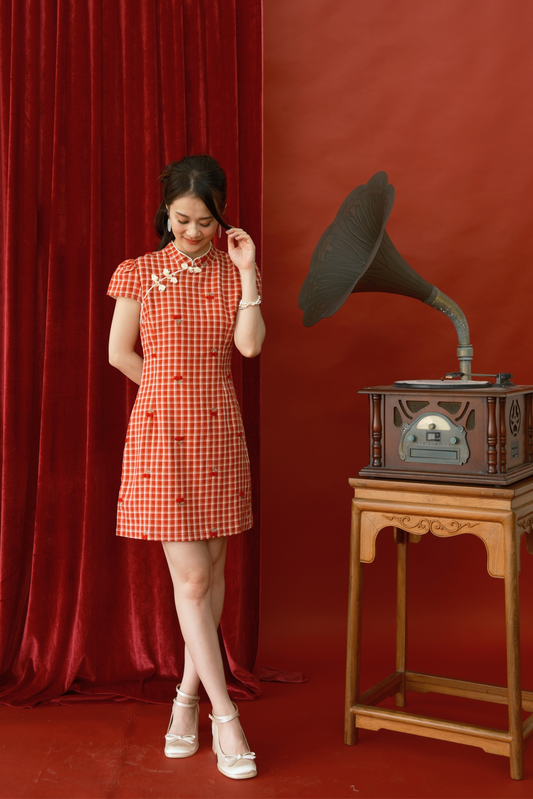 Cherry Plaid Mini Dress (In-Stock)