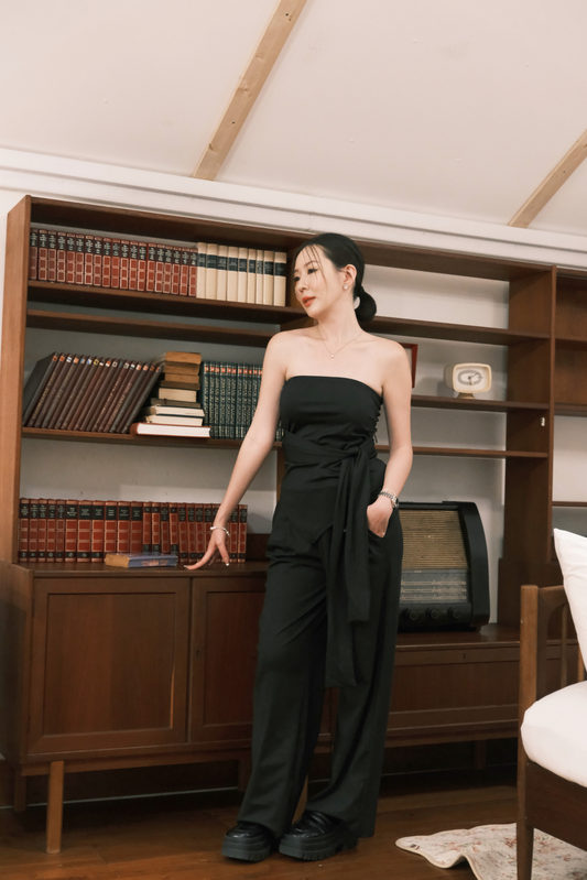 Solène Drape Tie Tube & Wide-Leg Pants Set