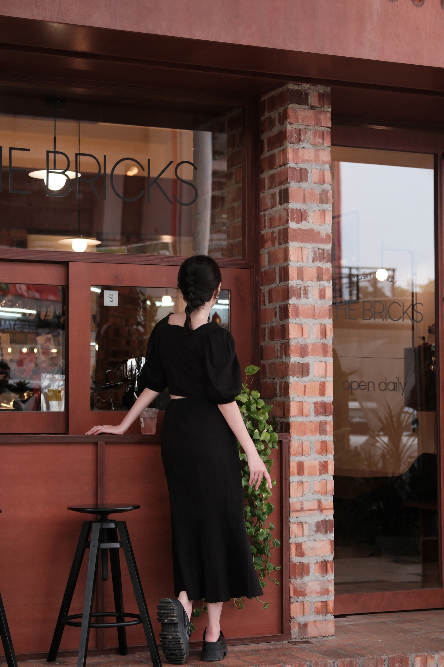 Camille Puff Sleeve Twinset in Black