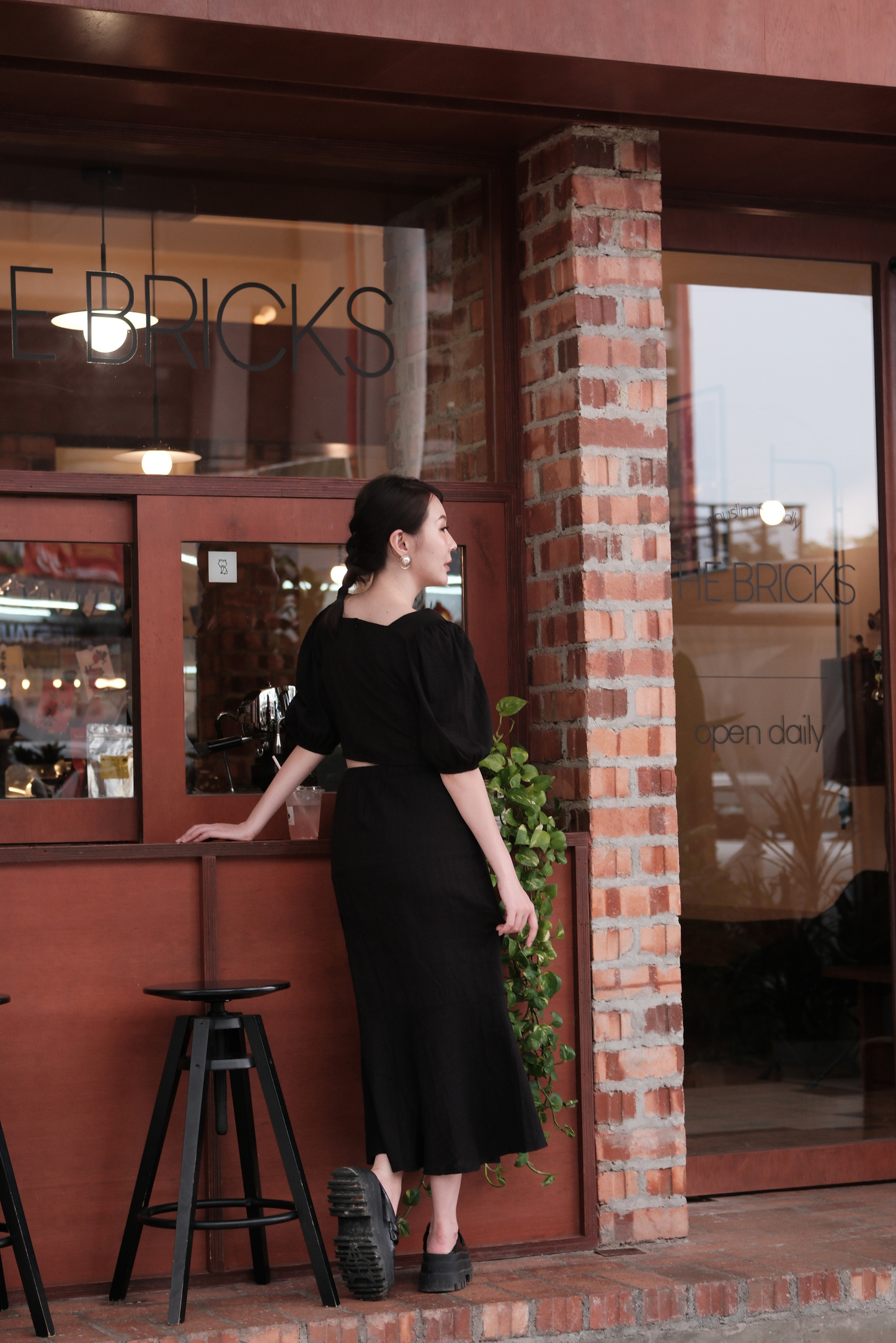 Camille Puff Sleeve Twinset in Black