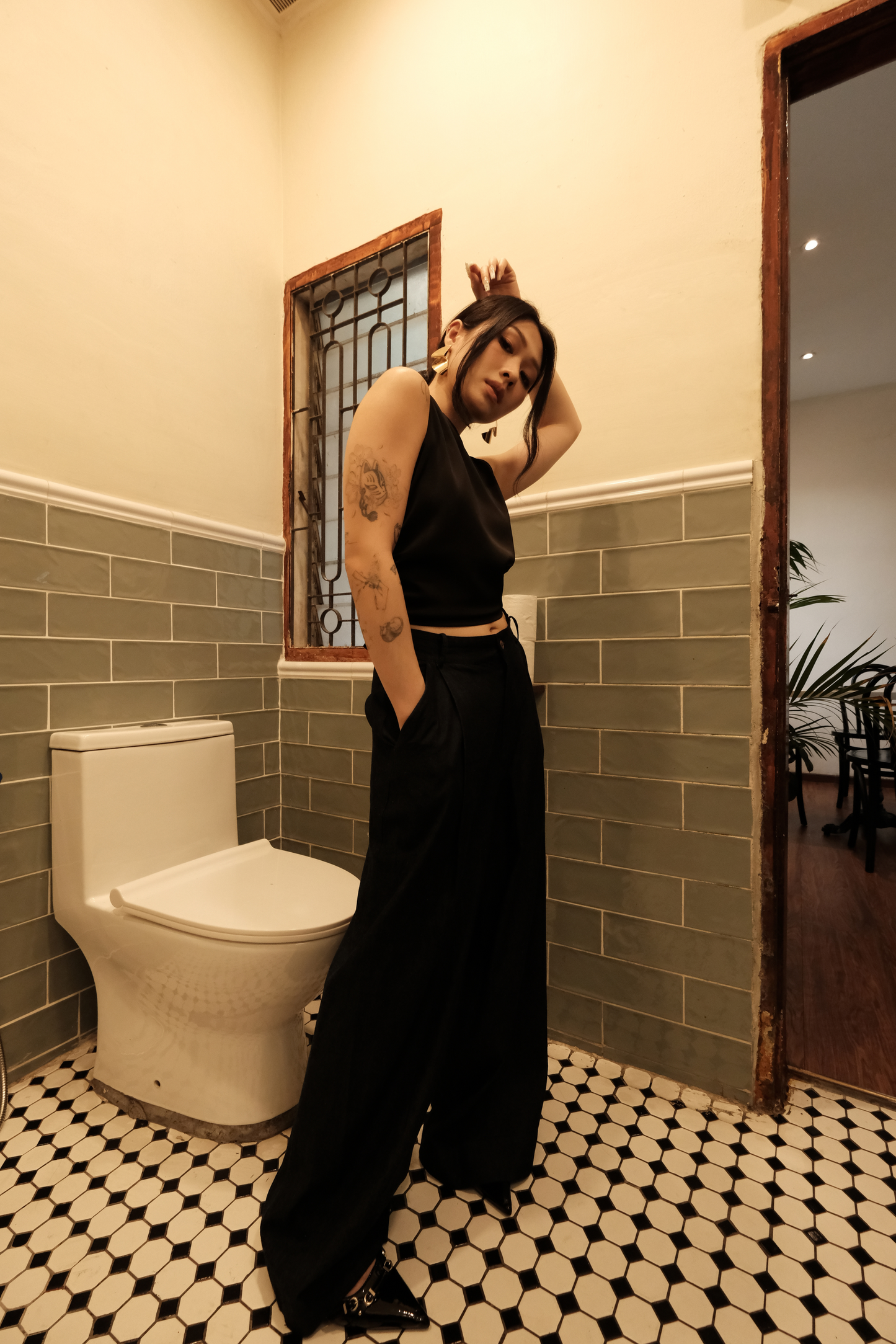 Charlotte Tie-Back Top in Black