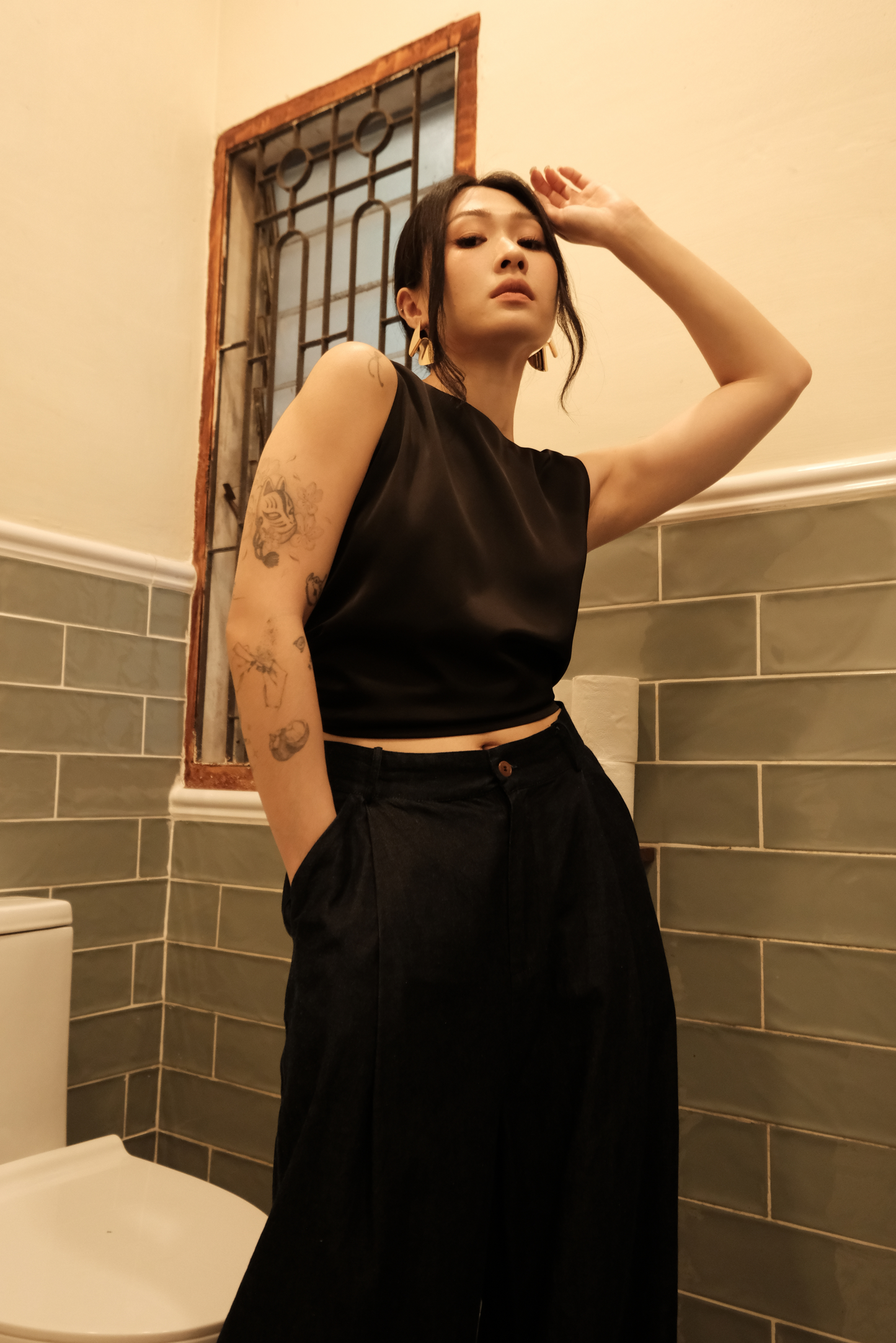 Charlotte Tie-Back Top in Black