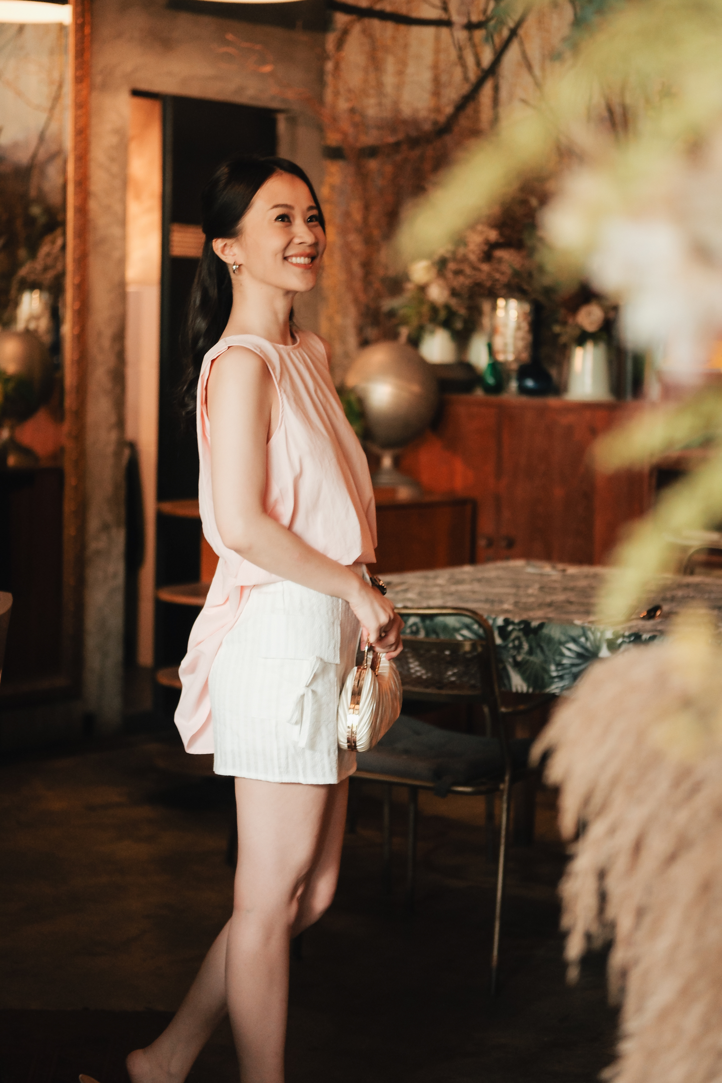 Inès Draped Back Knot Top in Ballet Pink