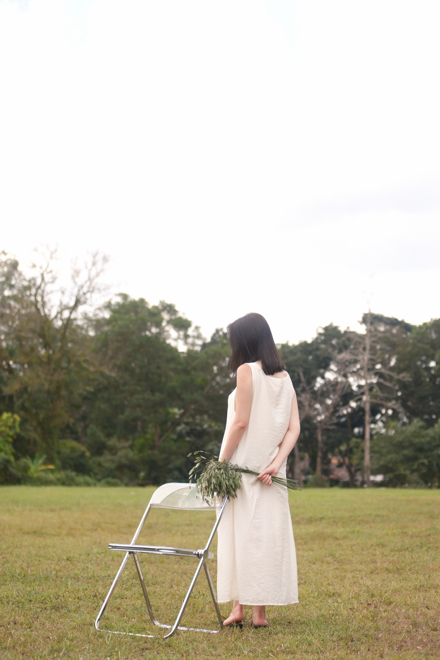 Clara Twist-Knot V-Neck Dress in Cream