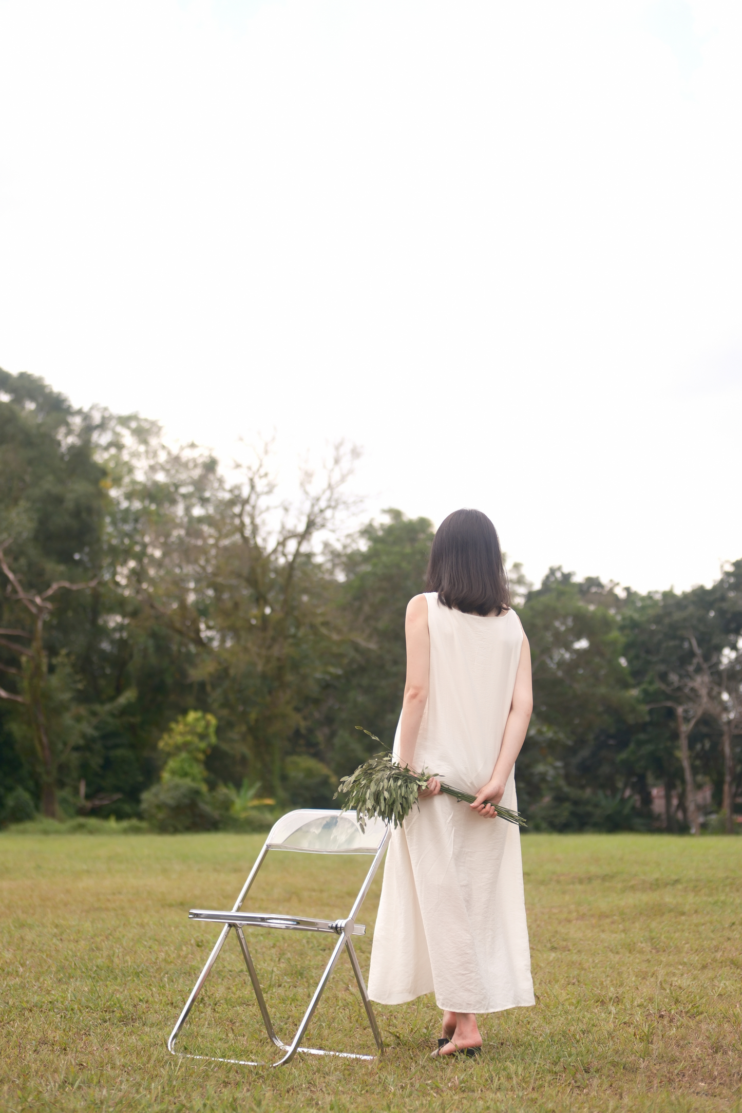 Clara Twist-Knot V-Neck Dress in Cream