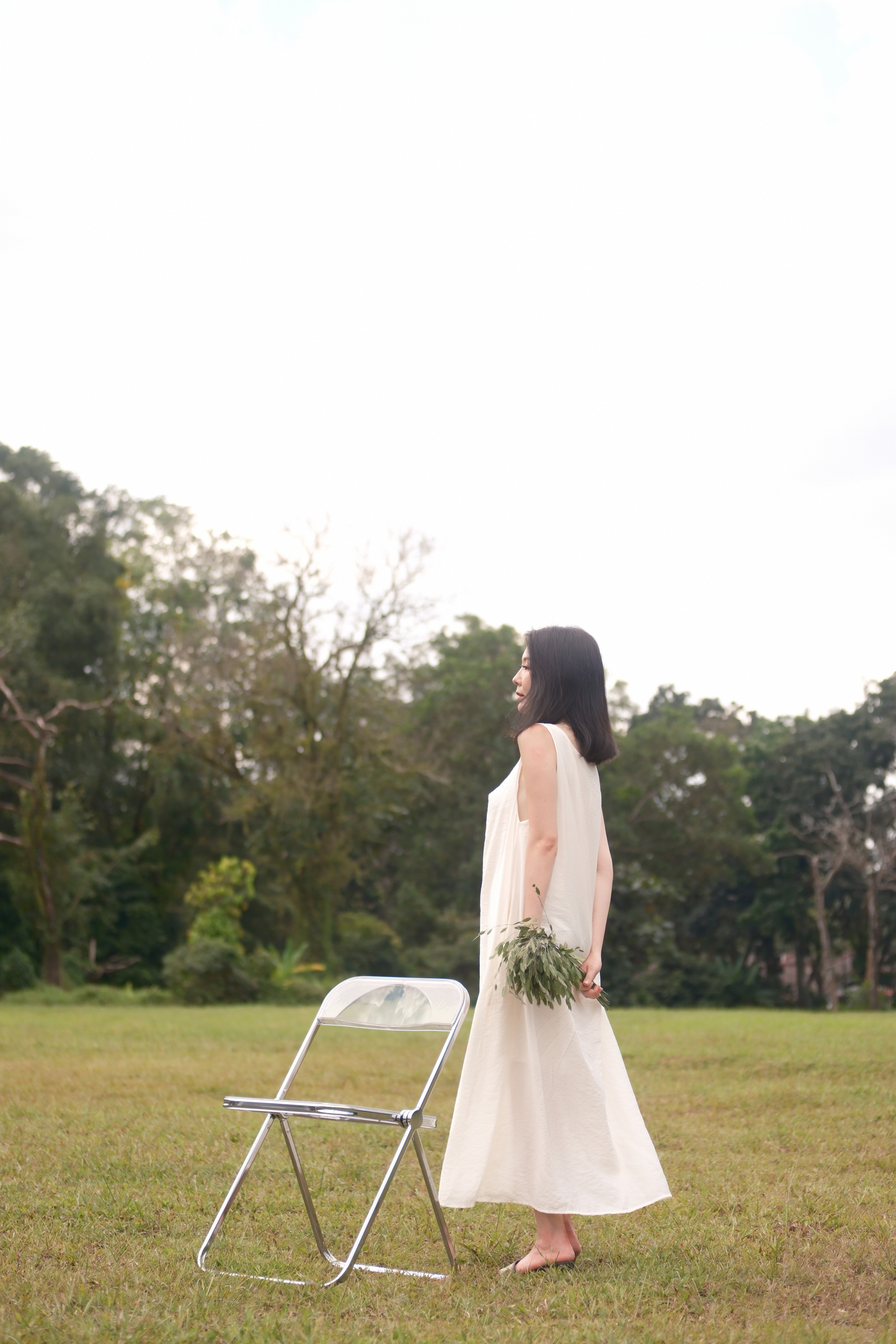 Clara Twist-Knot V-Neck Dress in Cream