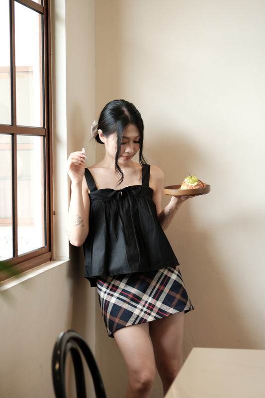 Élodie Tie-Strap Vest Set in Black