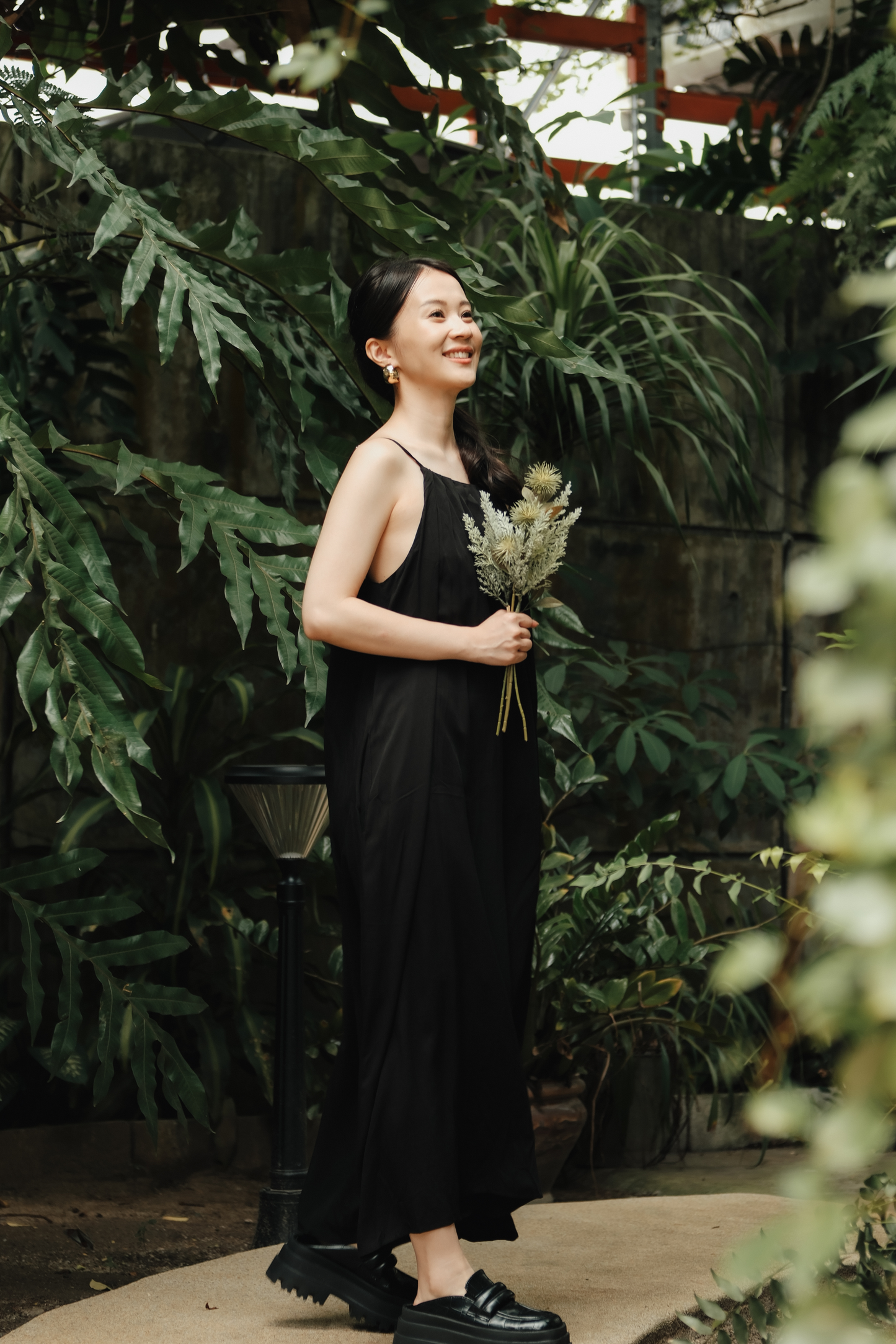 Solène Draped Back Maxi Dress in Black