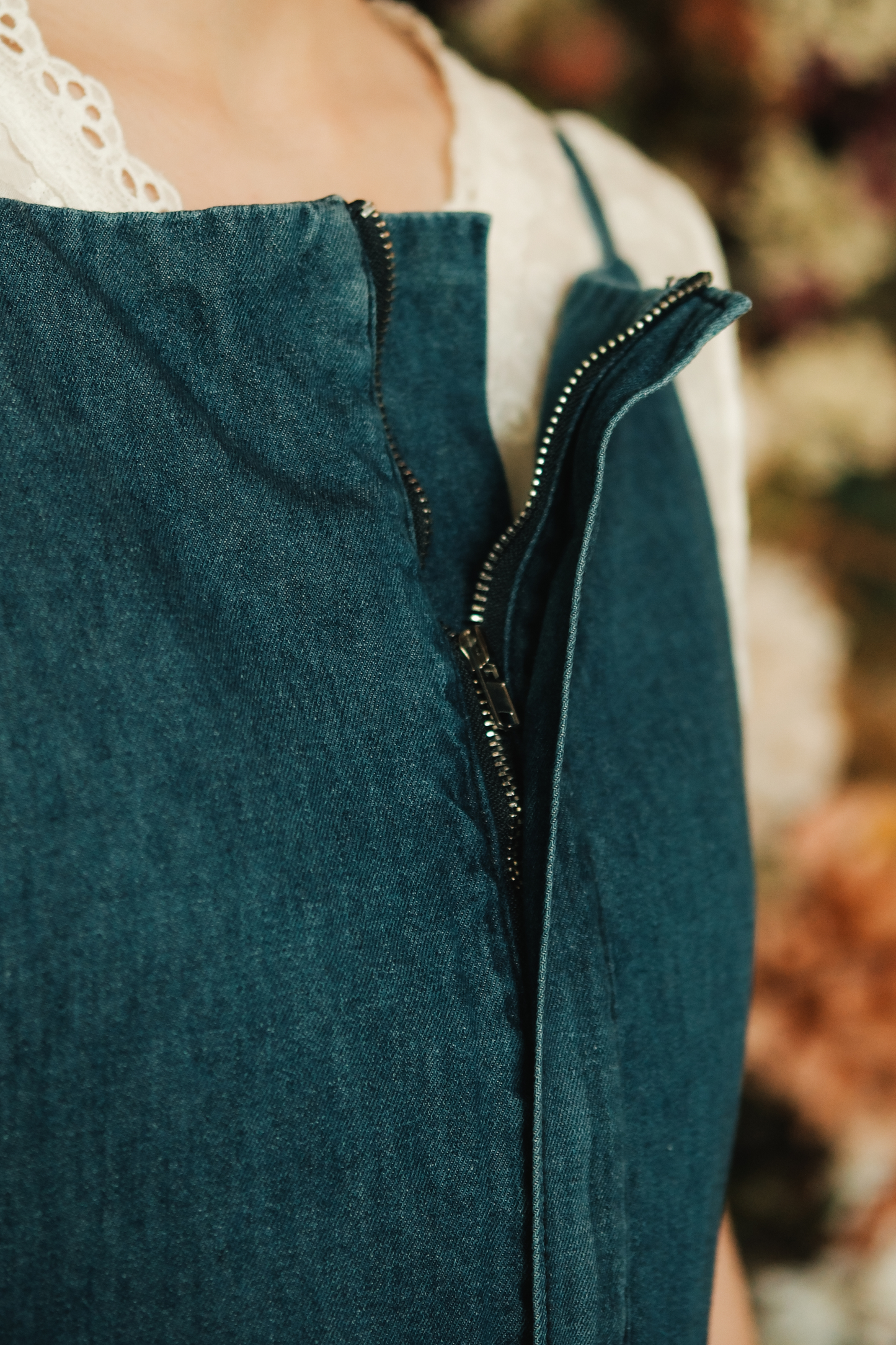 Odette Cross-Back Denim Romper