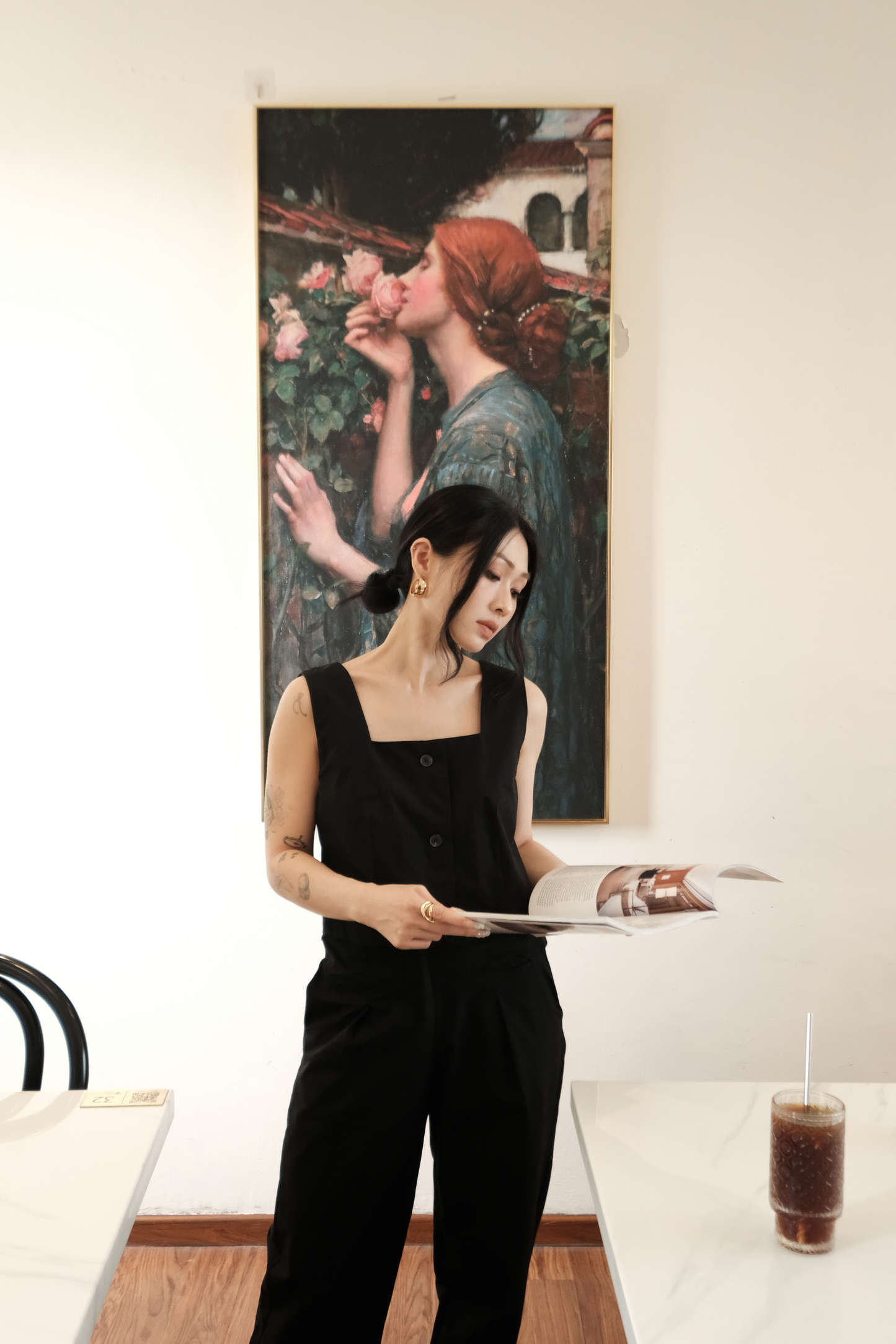 Colette Square-Neck Suit Vest in Black