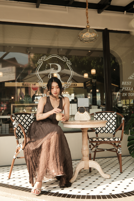 Amélie Mocha Halter Dress
