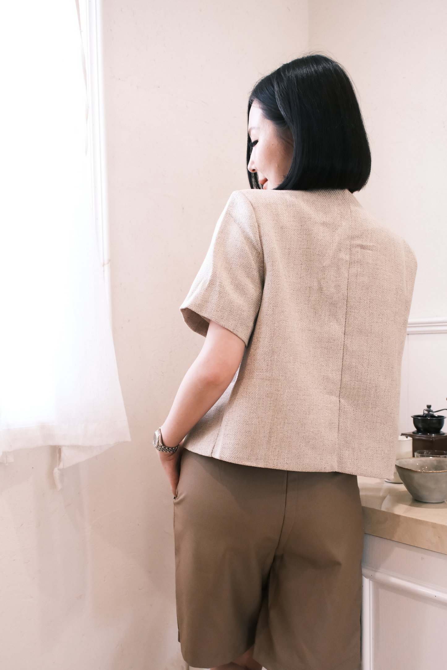 Léonie Tweed Buttoned Top