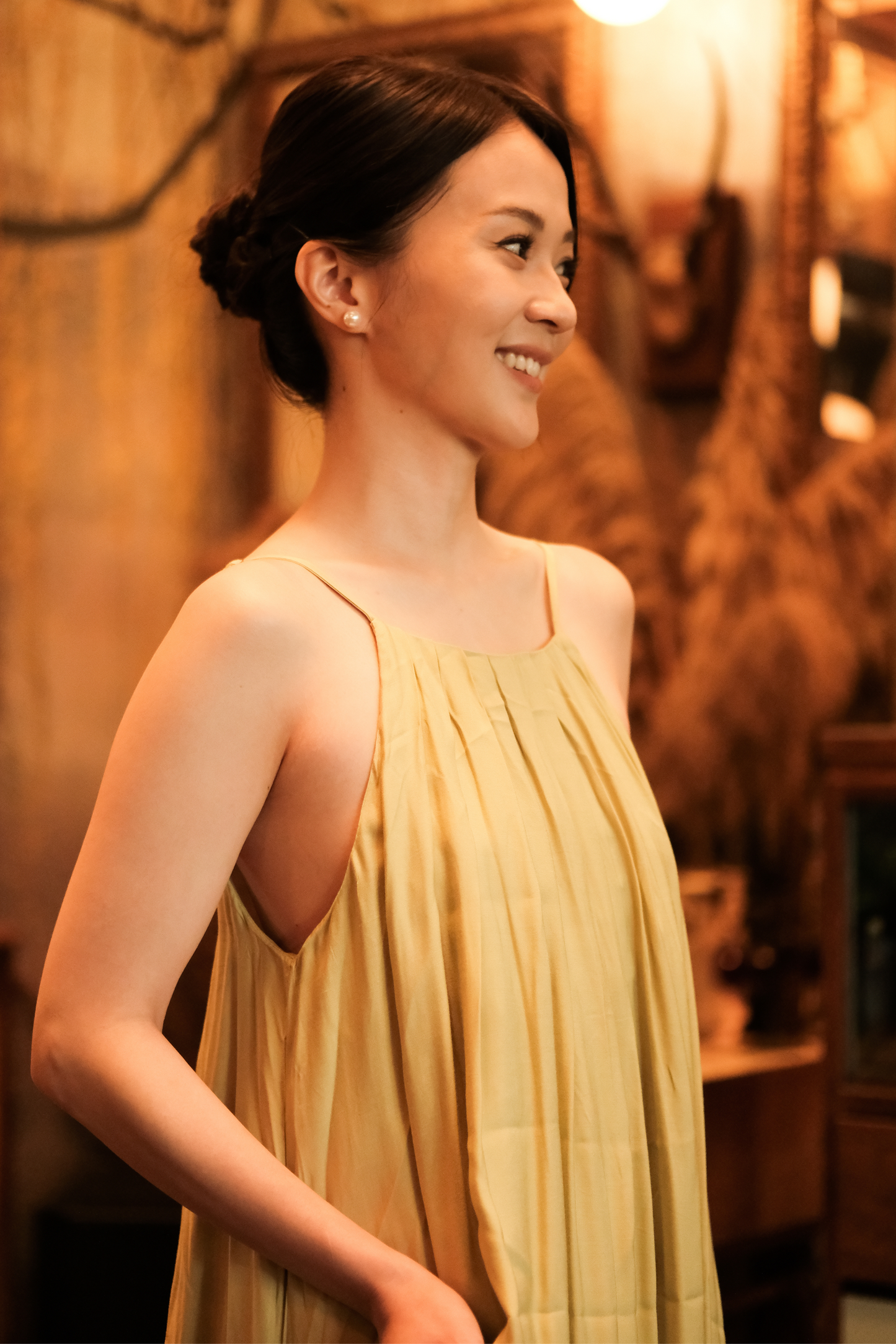 Solène Draped Back Maxi Dress in Olive