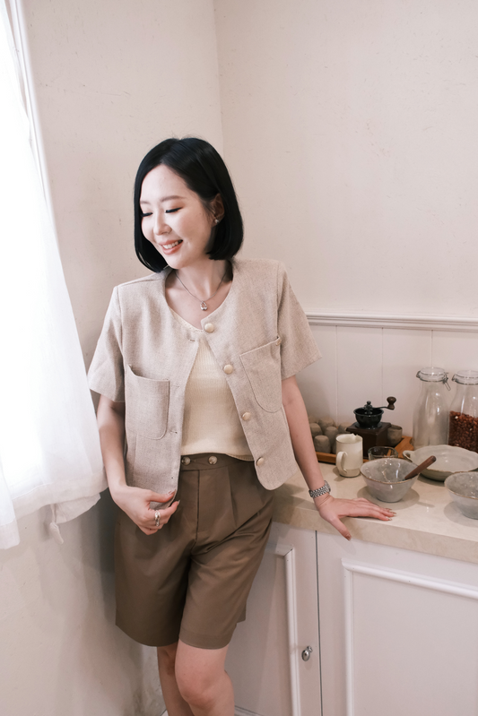 Léonie Tweed Buttoned Top