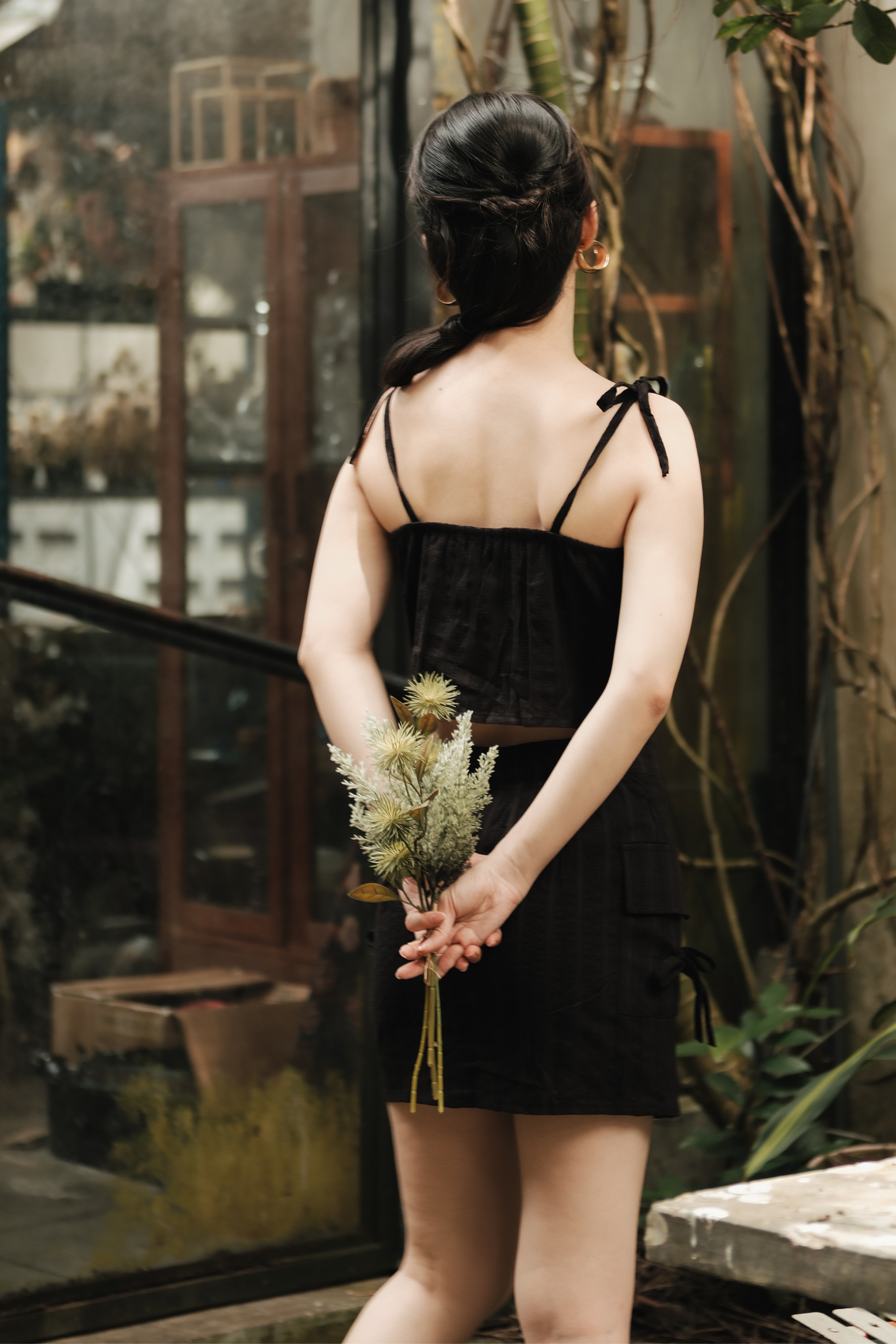 Élise Textured Knit Cami & Skirt Set in Black