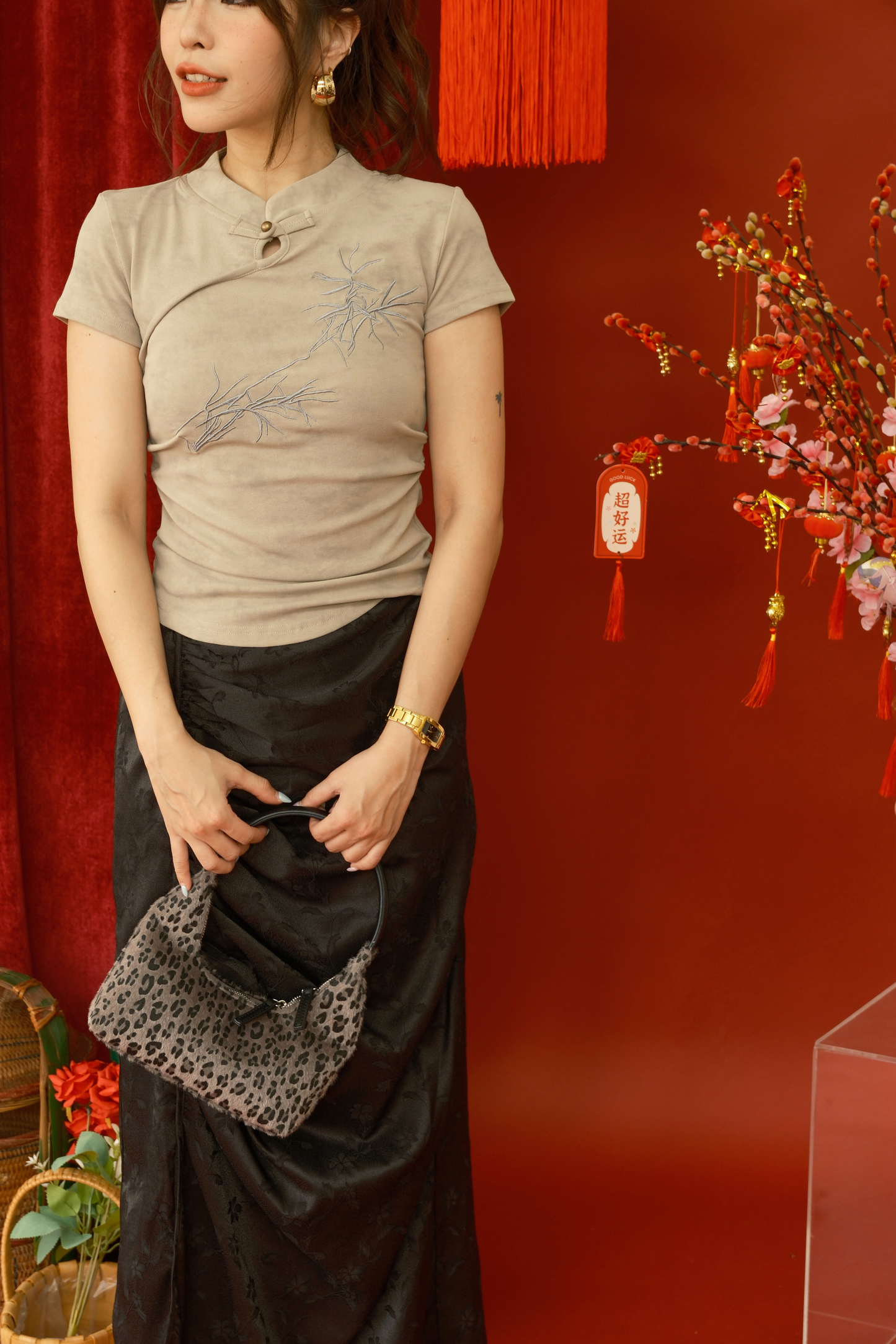 Amandine Bamboo Knit Top in Dark Green