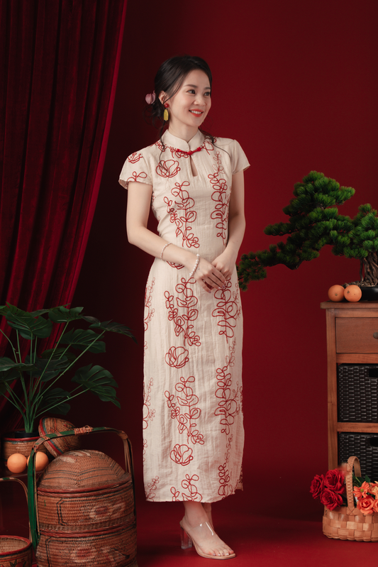 Rhea Ruby-Thread Cheongsam Dress