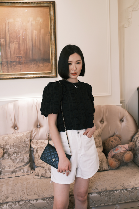 Delphine Bow-Back Top in Black