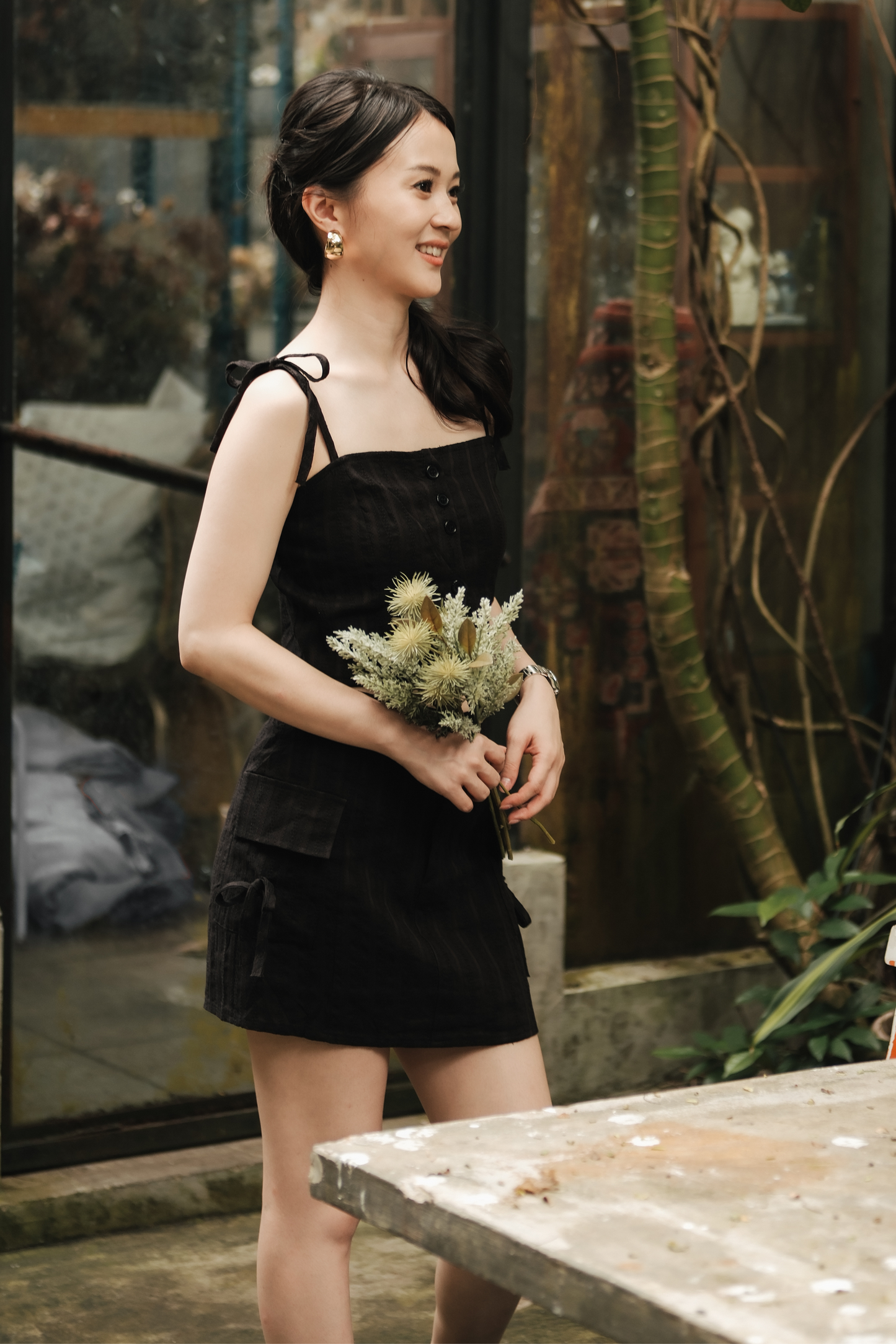 Élise Textured Knit Cami & Skirt Set in Black