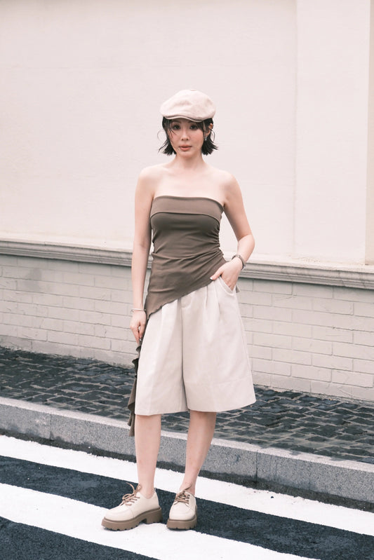 Luna Ruched Tube Top in Green